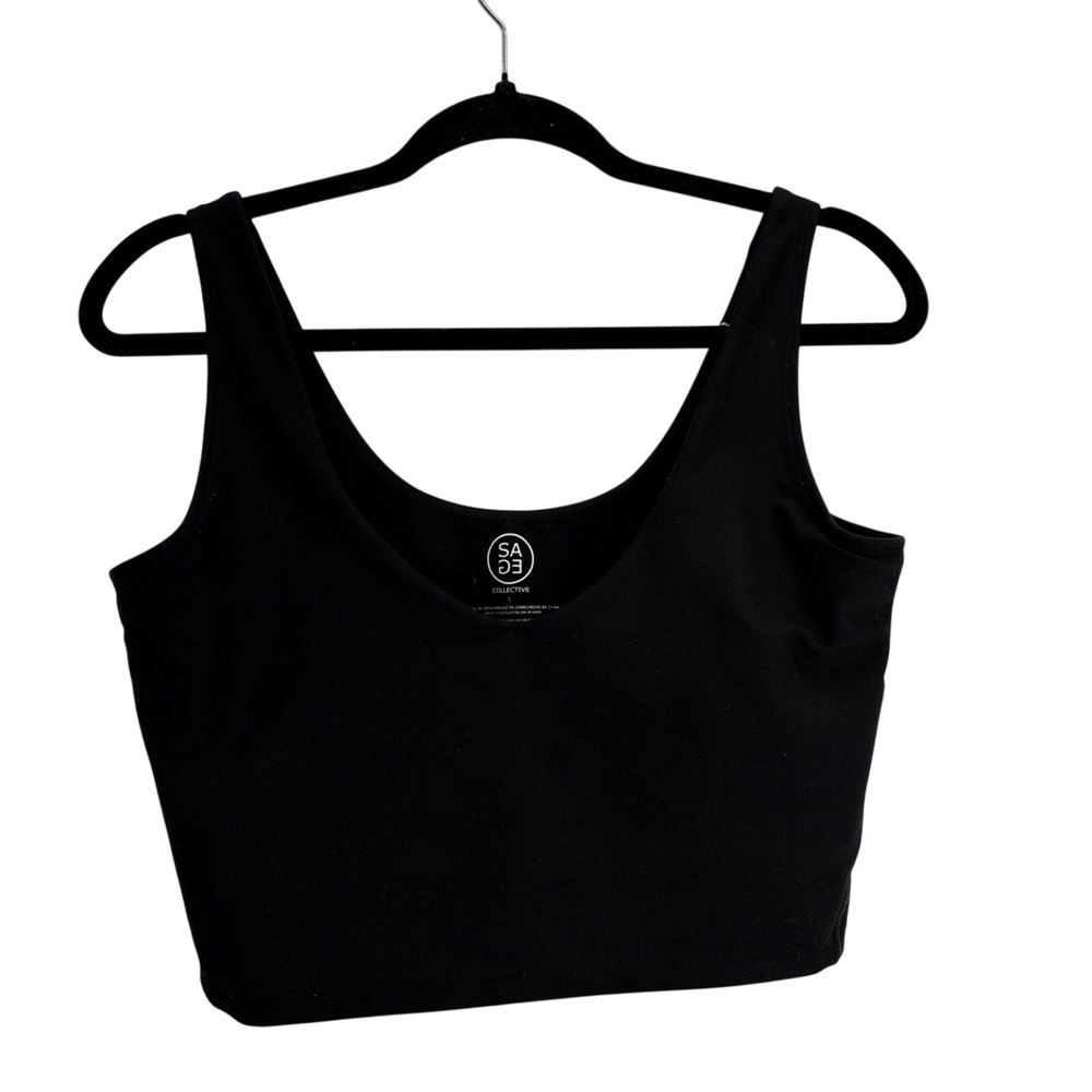 Sage Collective Black Sports Bra Built In Support Bra Workout Gym Athleisure L
